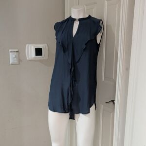 Sleeveless Ruffle-Front Blouse in Slate Blue by H&M Women's 6/Medium
